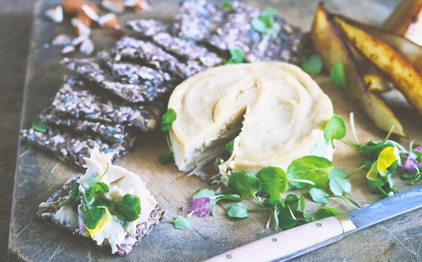 truffled cashew cheese and caramelized pears