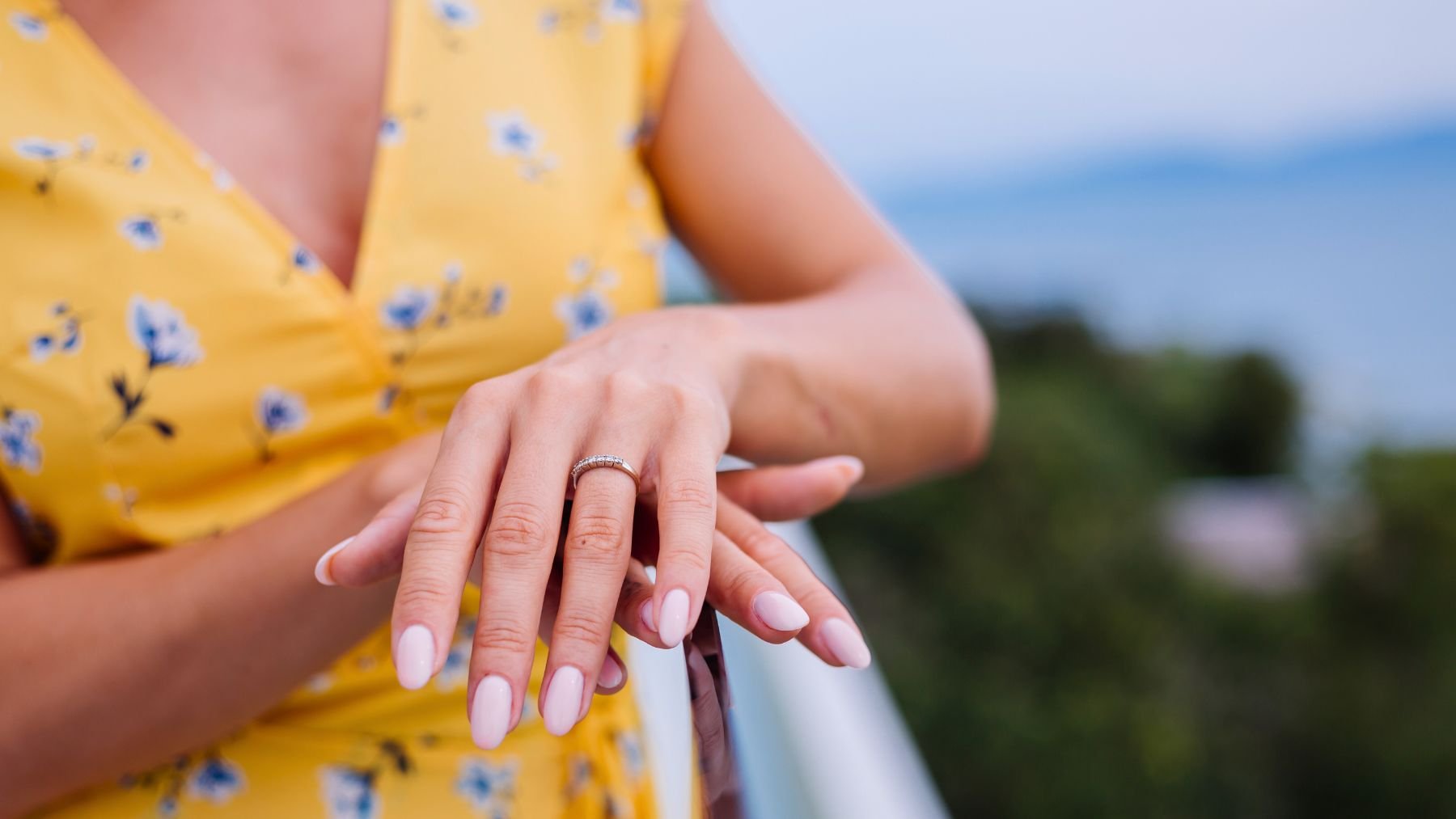 Close shot a womans nails outdoors