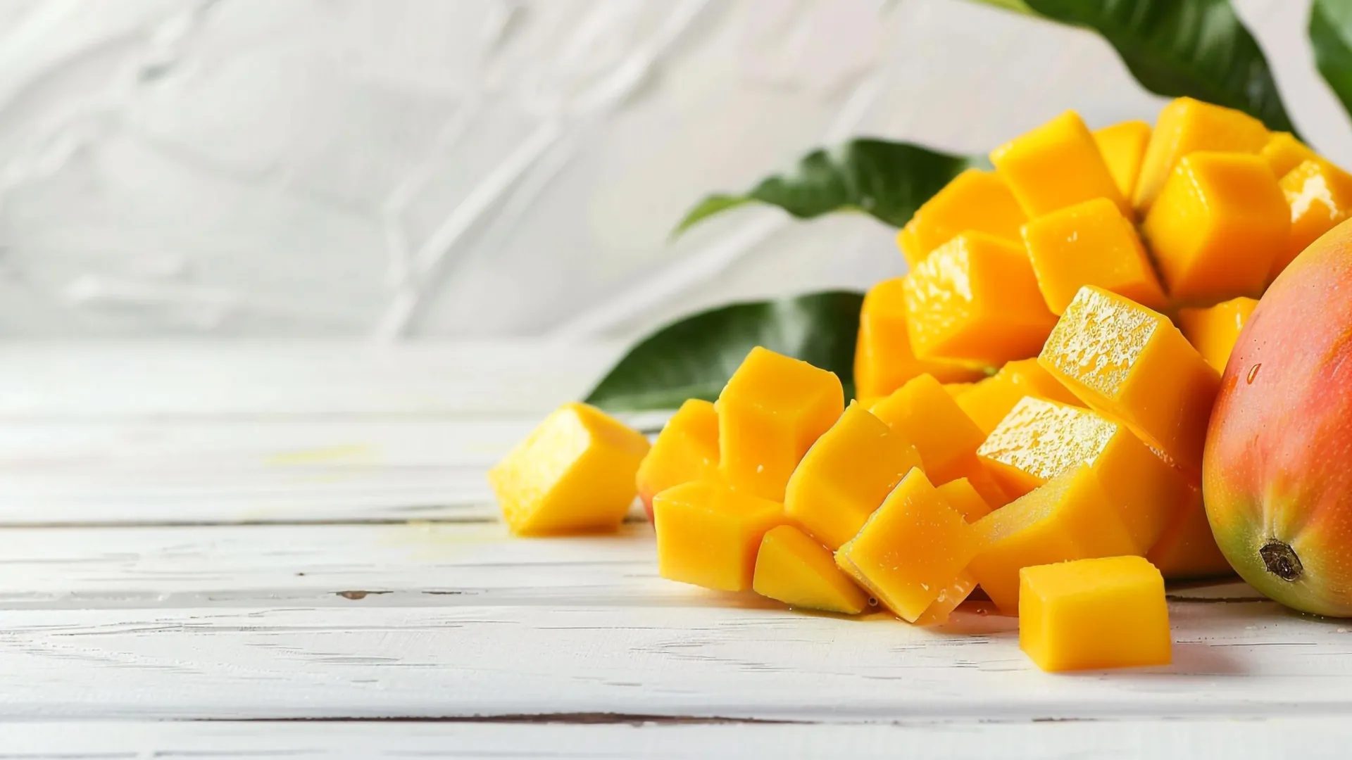 fresh cut mango cubes
