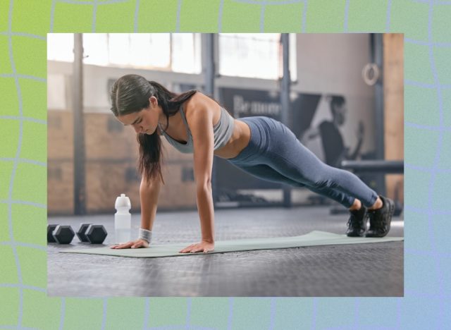 woman doing high plank