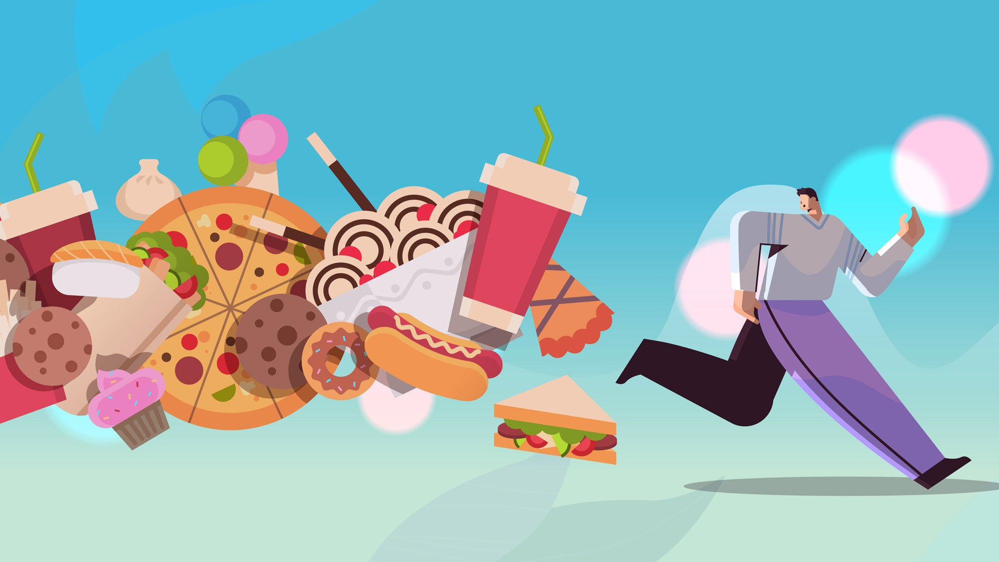 Man running junk food