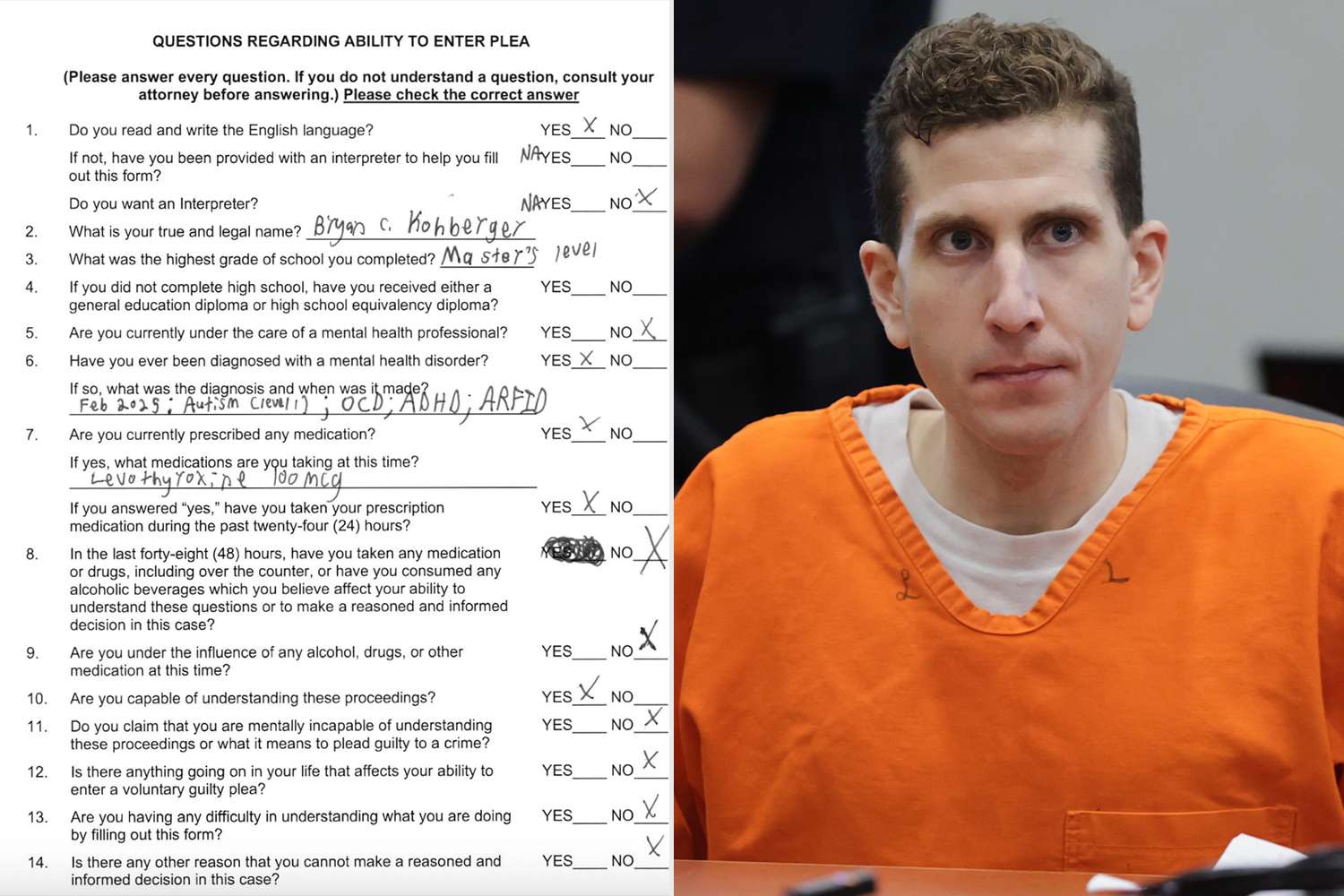 bryan kohberger written plea 090325 b8d324e6c1a749dcb7477e612b47b5f4