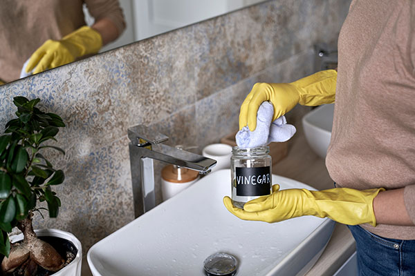 cleaning bathroom tap with vinegar 1
