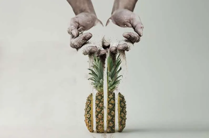 sand on pineapple