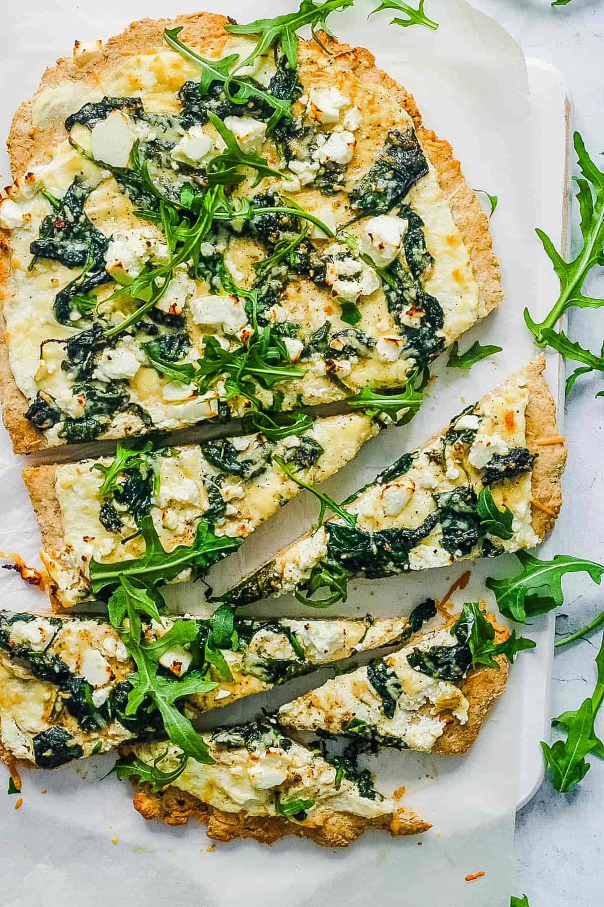 vegetarian florentine pizza white pizza with spinach