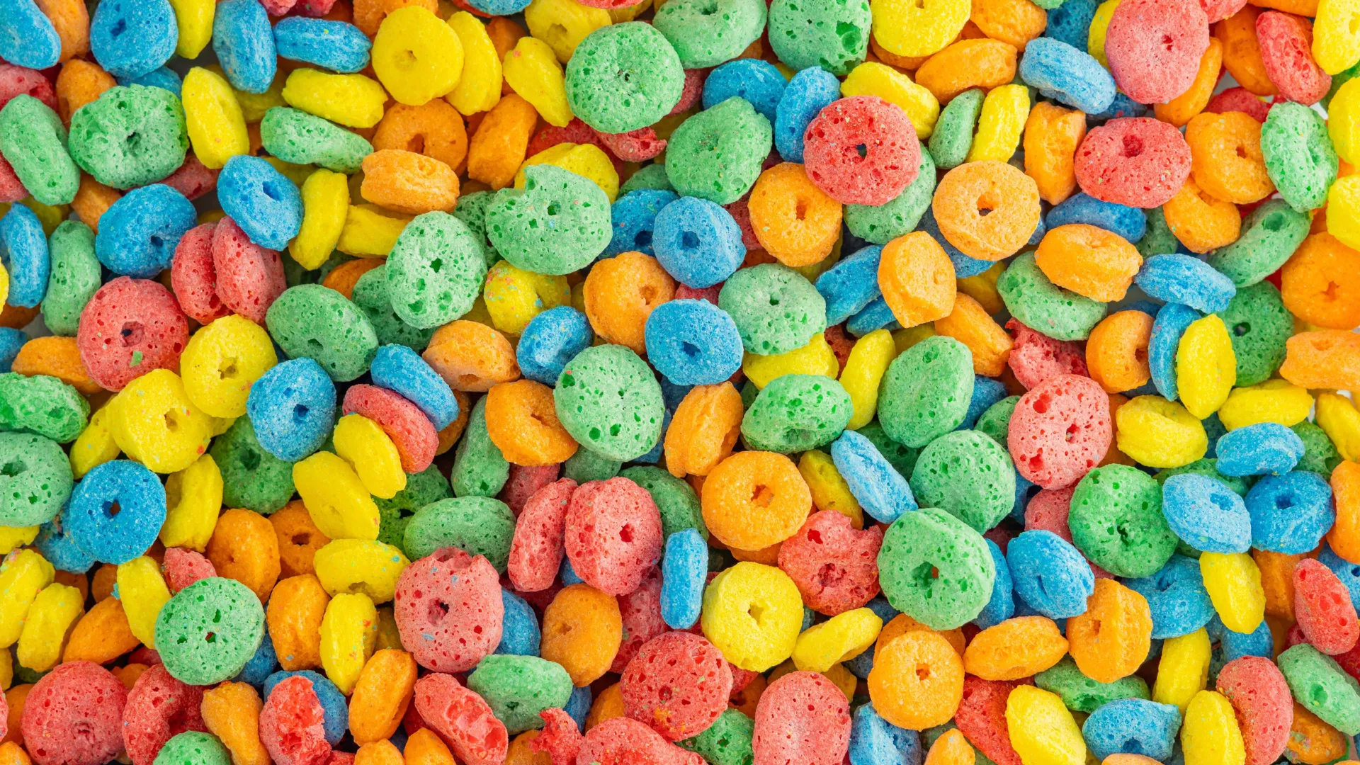 brightly colored breakfast cereal
