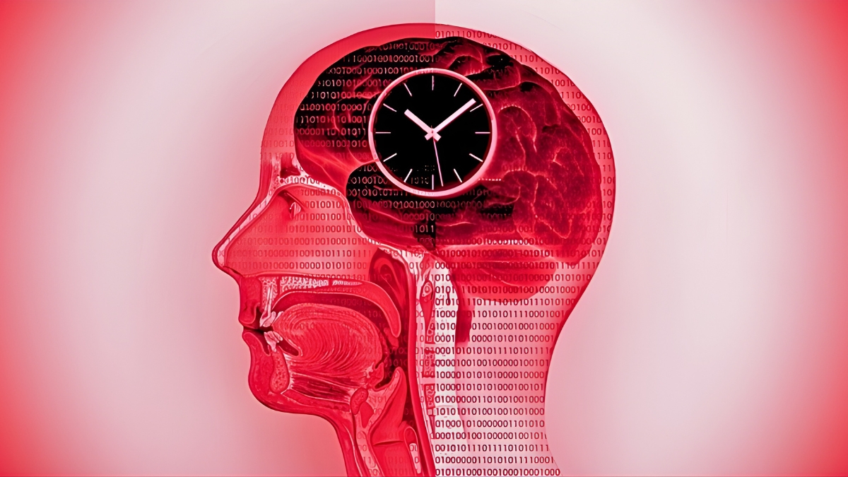 Clock Inside Human Brain Illustration