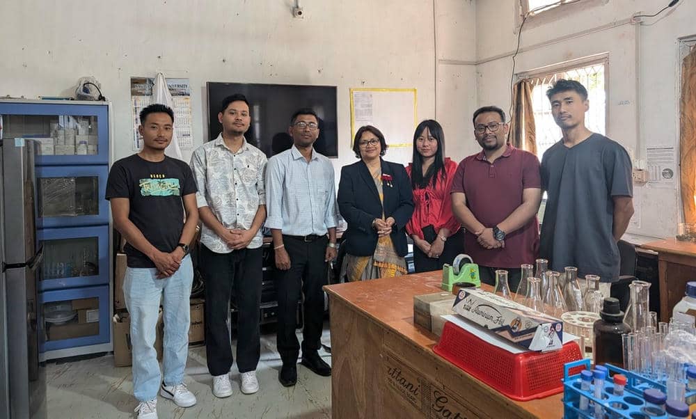 From fish waste to green future: Nagaland University study offers biodegradable answer to microplastic crisis 1 Dr. Pranjal Bharali 3rd L Assistant Professor Dept of Environmental Science with his Research Team at a lab in Nagaland University