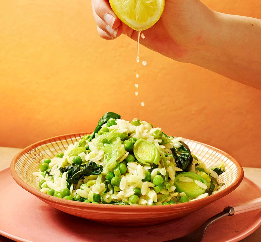Leek pea and spinach orzo fe2ae01