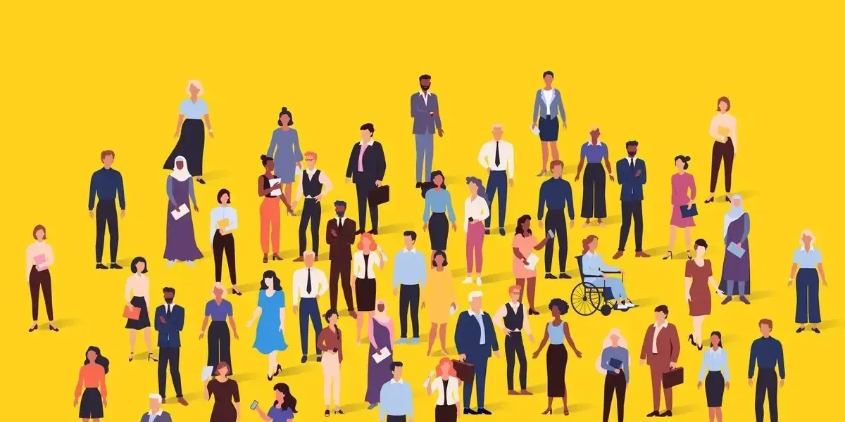 an illustration of stylized people wearing business casual clothing