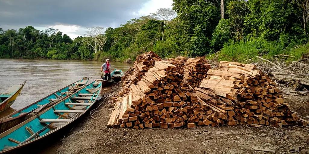 Half a Million Balsa Trees Illegally Logged in Amazon Rainforest Every Year to Feed Global Wind Turbine Demand 1 charlesrotter balsa wood harvest on the amazon bmidjourney
