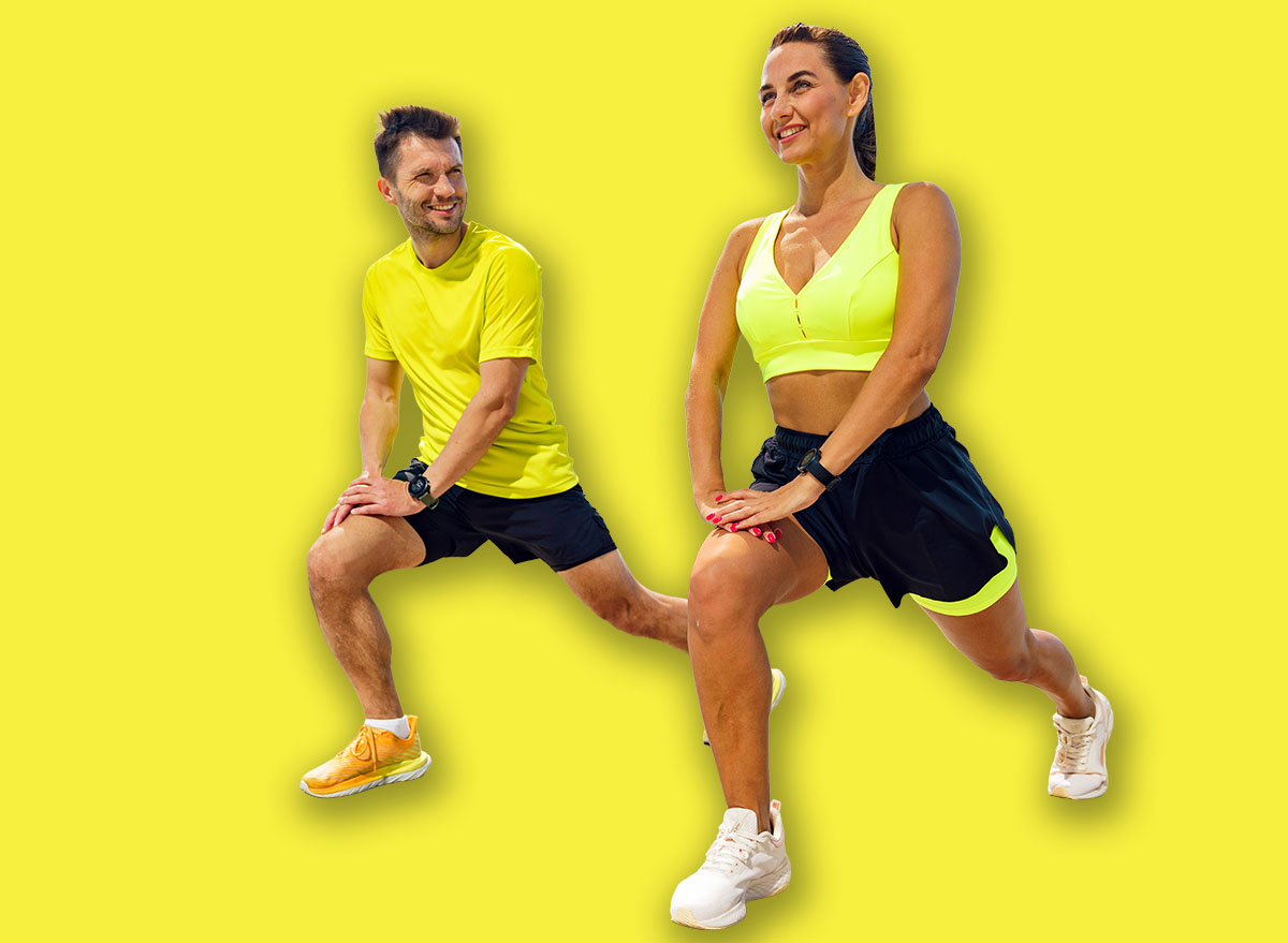 fitness couple lunge
