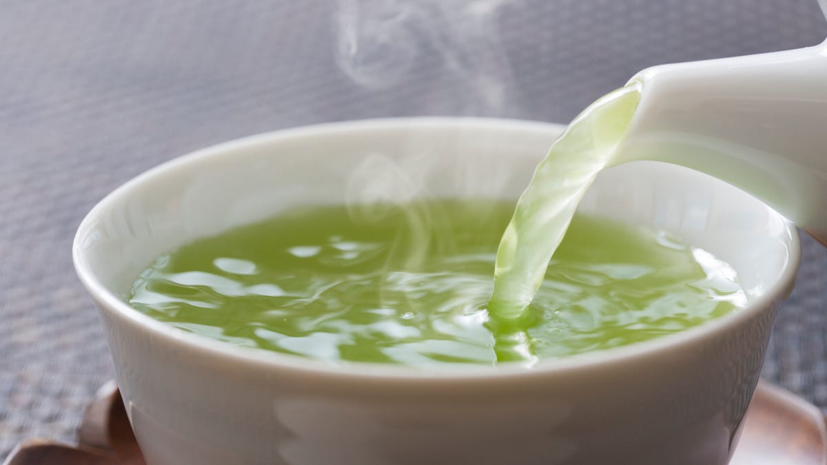 green tea cup steaming