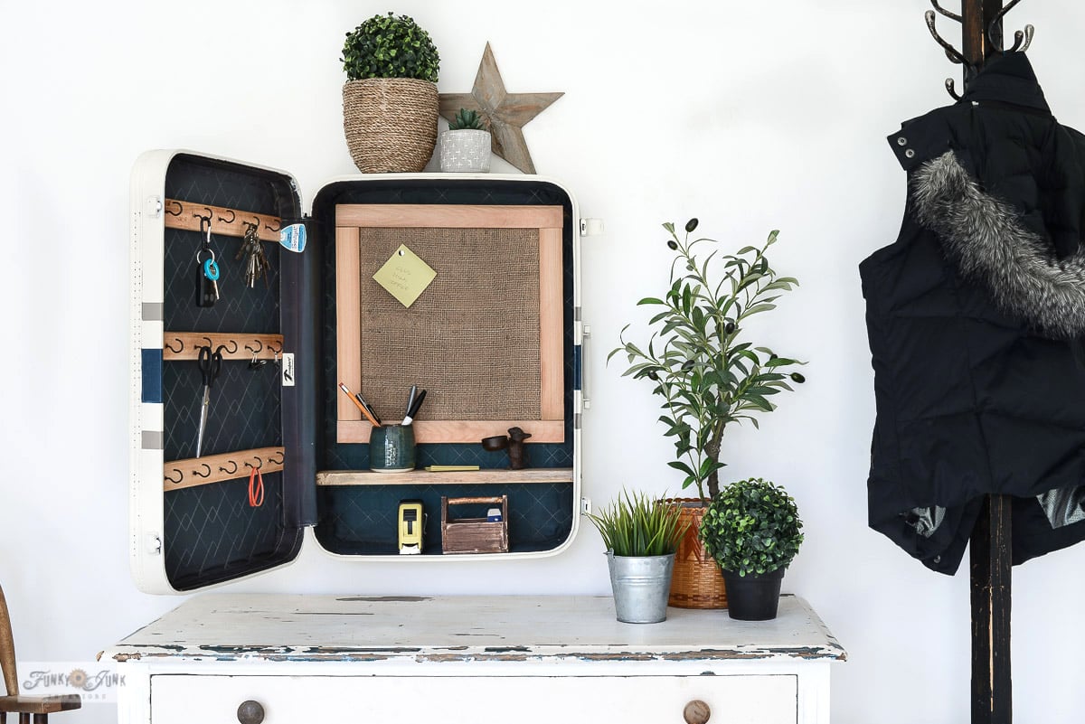 vintage suitcase wall storage cabinet makeover10