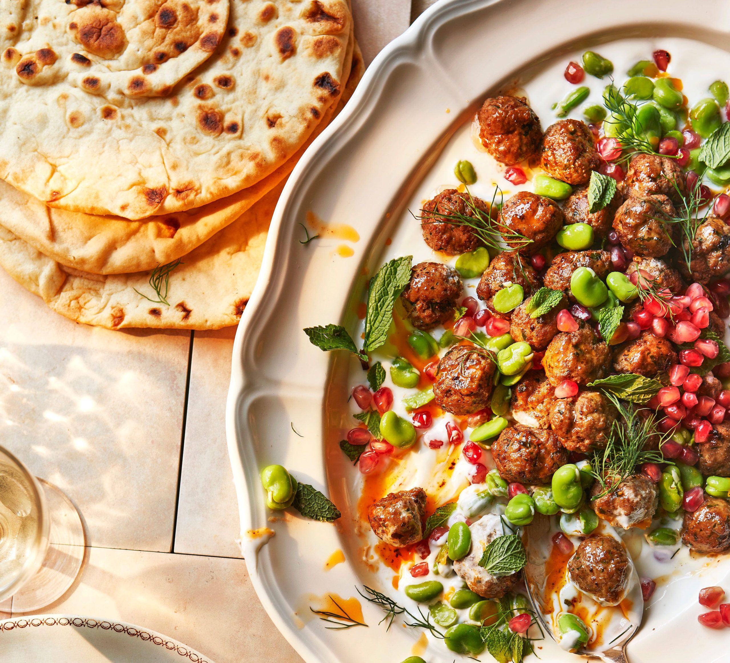 May family seasonal meal plan 5 Harissa lamb meatballs broad beans with garlic yoghurt 1febc72 scaled