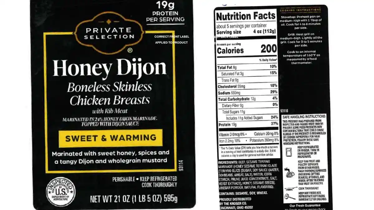 USDA Issues Allergy Alert for Kroger Private Label Chicken