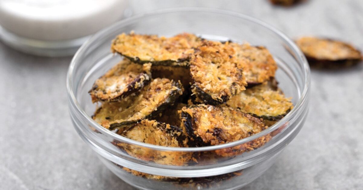Baked Vegan Eggplant and Zucchini Chips 1 VegNews.EggplantZucchiniChips.HannahKaminsky