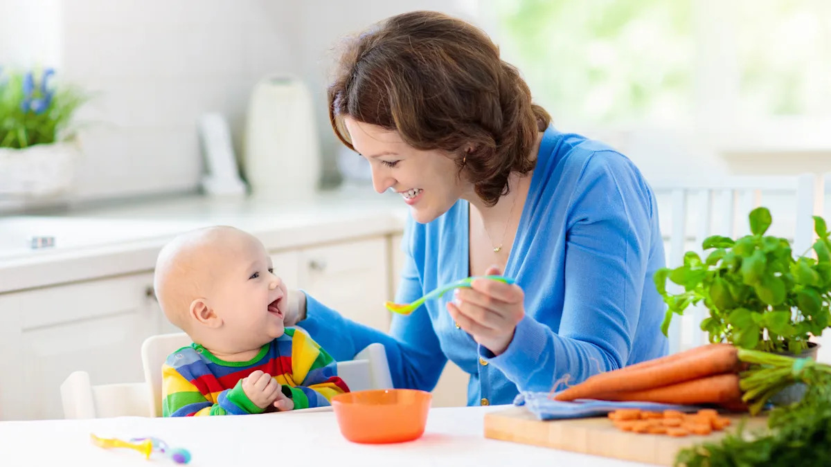 mother feeding child solid food for young kid 1077