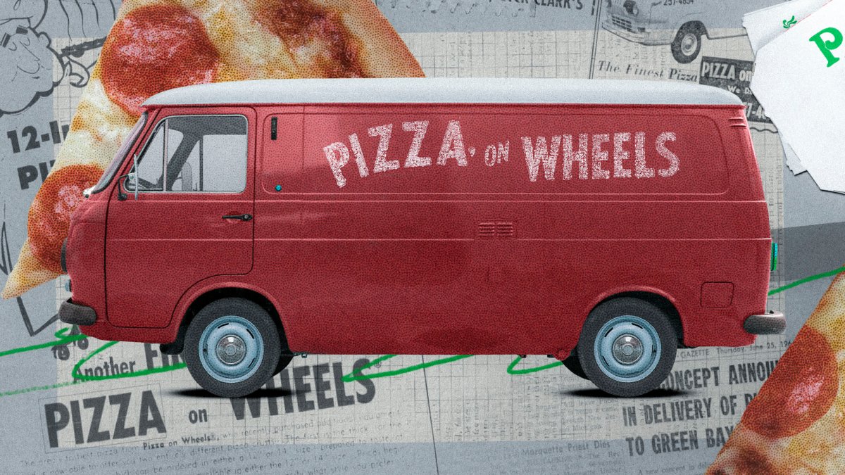 pizza cooked on a truck delivery pizza on wheels